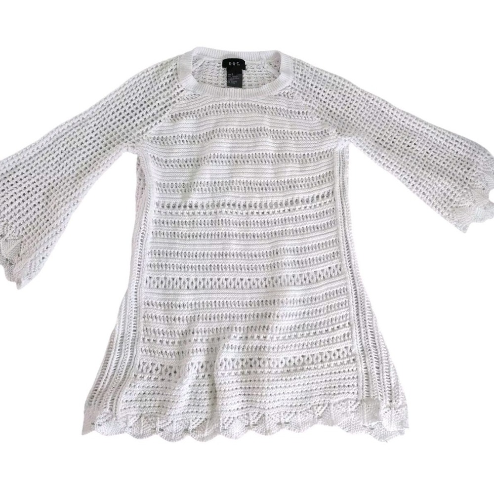 RQT Womens Casual Square Neck Knit Shirt Size Small Work Bell Sleeve Boho‎ Shirt
